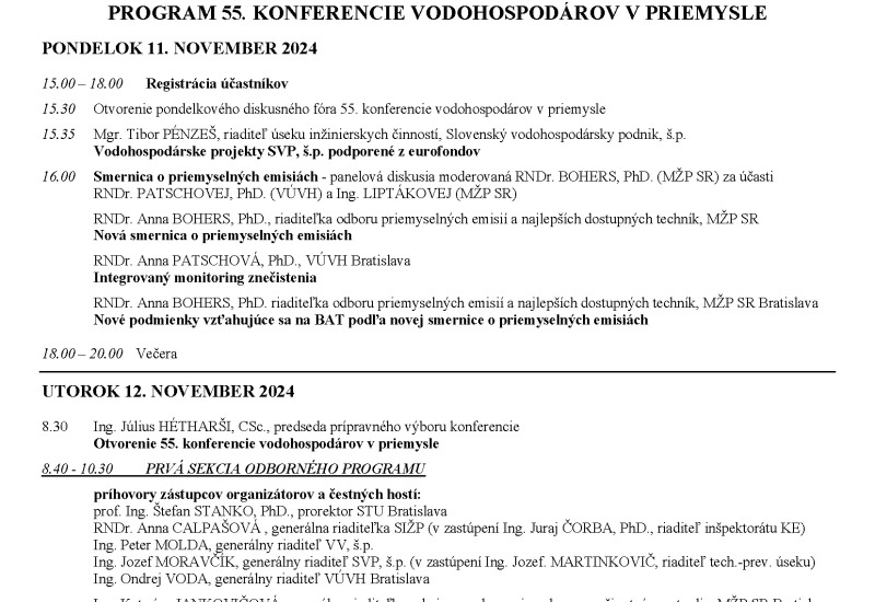 Upravený program konferencie